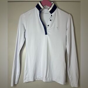 Chervo White Stretch Long Sleeve Polo Collared Shirt Top Golf Active Women’s